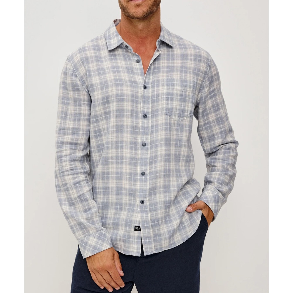 RAILS Wyatt Plaid Button Down Shirt Mens XL Blue Cloud Melange Cotton Coastal
